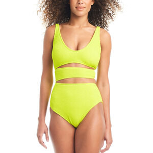 Bar III Women Cut-Out One-Piece Swimsuit Sunny Lime Size M